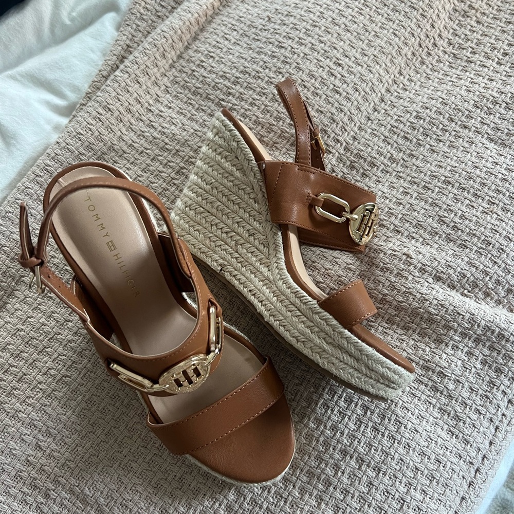 Tommy Hilfiger Tan Wedge Sandals